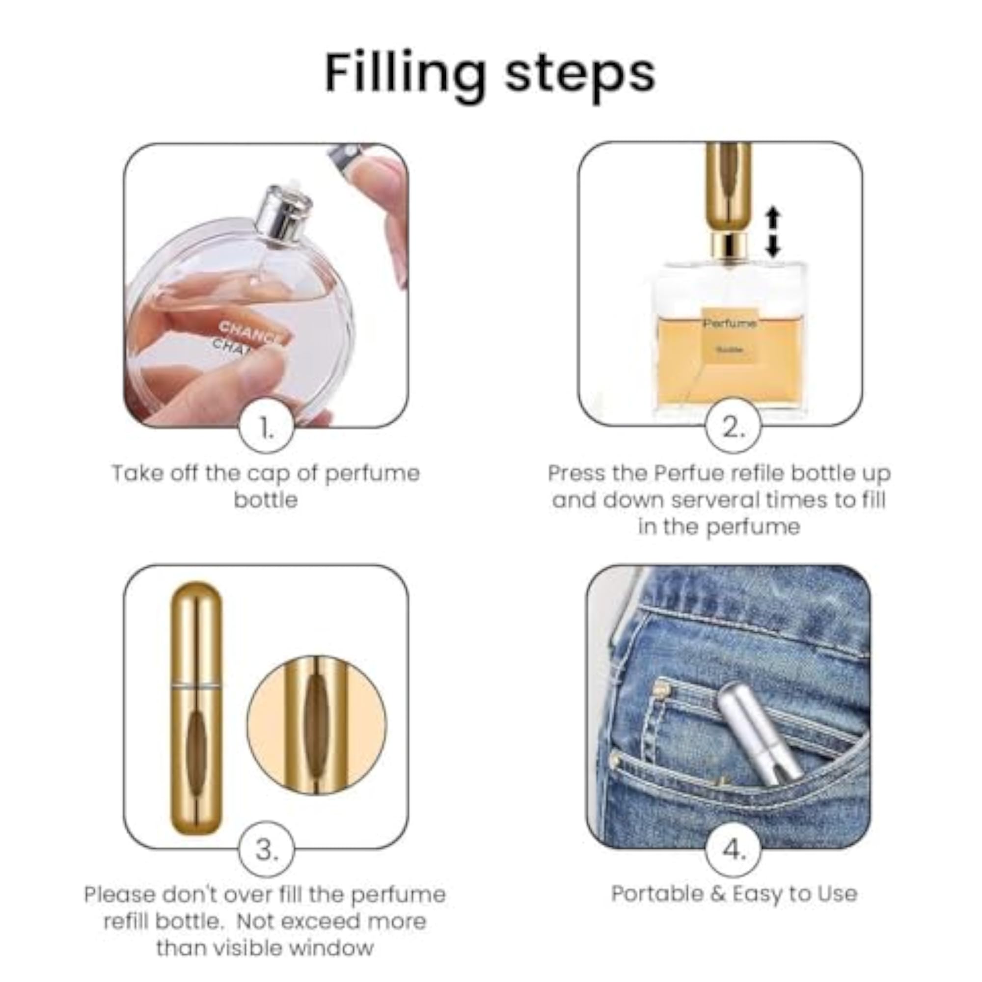 2 PCS Refillable Perfume Atomizer Bottle, Portable Travel Set